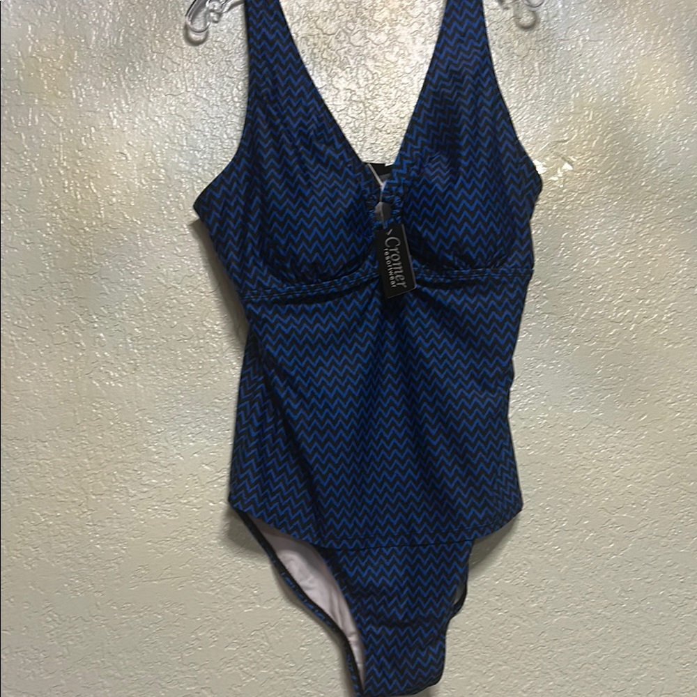 Chic Blue Chevron One Piece Swimsuit